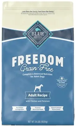 Roll over image to zoom in Blue Buffalo Freedom Adult Chicken Recipe Grain-Free Dry Dog Food,