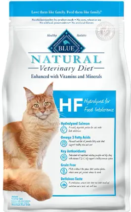 Blue Buffalo Natural Veterinary Diet HF Hydrolyzed for Food Intolerance Dry Cat Foodand Wet Cat Food, Salmon